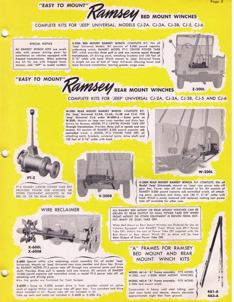 Ramsey Winches and PTO 1959 Jeep Willys World